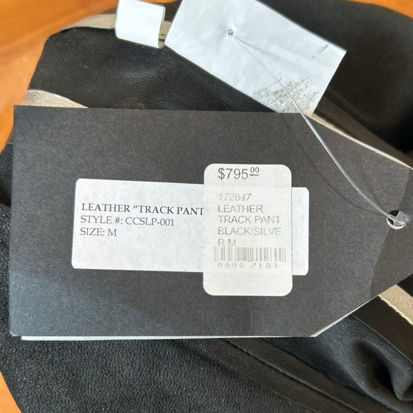 NWT Faux Leather Track Pants Chull & Chulls Black and Silver Tuxedo! Orig $795 - Picture 6 of 7
